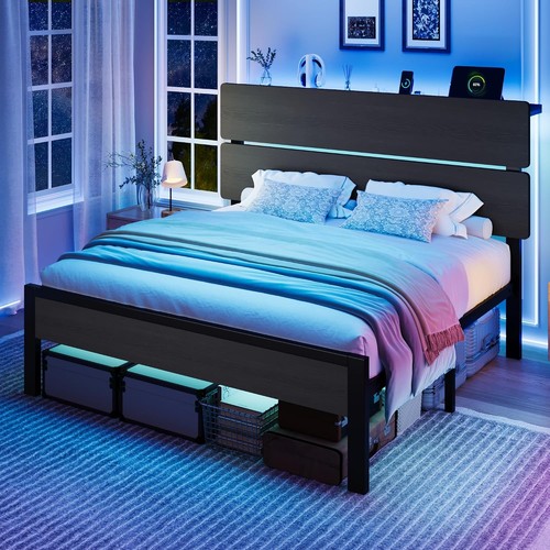 Queen size bed frame - led, light