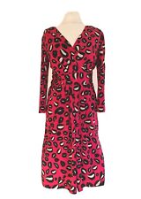 Issa London Womens Hot Pink Lips Pattern Faux Wrap Stretchy Jersey Dress. UK 10.