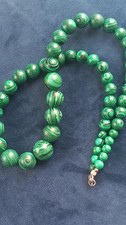 Vintage malachite beads with silver 925 clasp