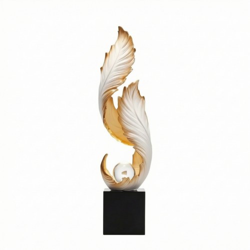 Feather sculpture with crystal - sculpture,