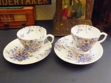 2 Teacups & Saucers Bristol China Company Forget Me Not Design Very Pretty