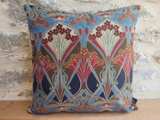 Liberty Ianthe Classic Cotton Blue/Red & Navy Velvet Back Fabric Cushion Cover 