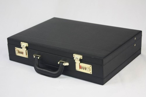 Mens leather black briefcase - black,