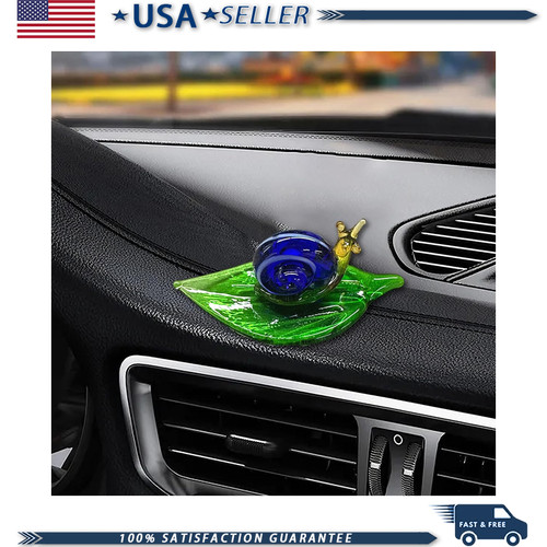 Mini green leaf glass snail - leaf,