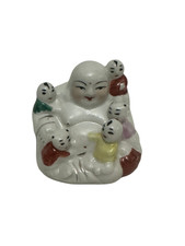 Ceramic Laughing Buddha with Children Statue Prosperity Happiness Symbol