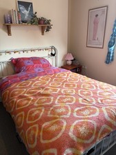 Vintage 100% Wool Blanket Throw Pink Yellow Abstract Retro 1960s 1970s Campervan