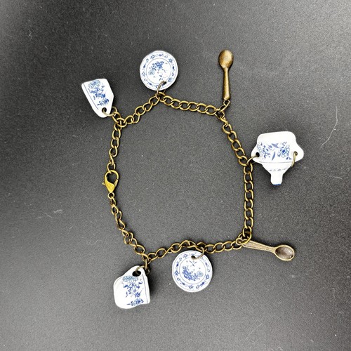 Tea party charm bracelet blue - party,