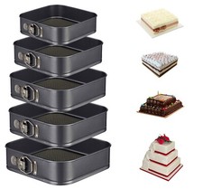 5PC NON STICK SQUARE CAKE TIN