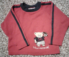 Baby Toddler Boy 24 Months Long Sleeve Red Tad Little Football Novelty Bear