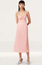 Keepsake The Label Womens Pink Midi Dress Satin Zip Closure RRP £150
