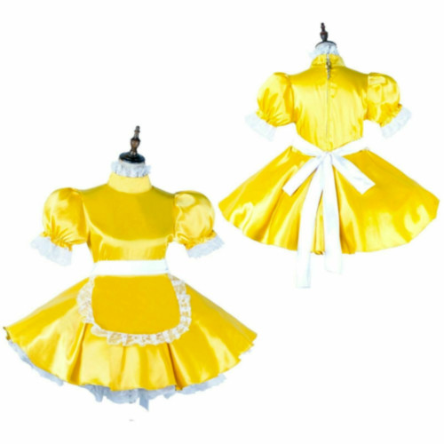 Yellow satin sissy - , maid