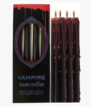 Vampire Tears Candles - Gothic Black & Red Dripping Blood Effect Tapered Candles