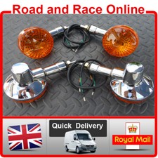 Chrome Plated Motorcycle Indicators Front & Rear Universal Fit Short Stem x 4