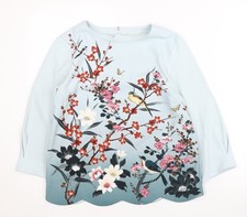 Oasis Women’s Blue Floral Bird Print Blouse Top Size 10