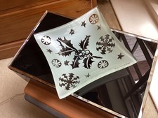 A Portmeirion unique, rare 1/2 clear and 1/2 frosted Christmas glass dish