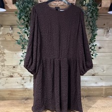 In The Style Sample Brown Textured Smock Dress Size 12 Oversized