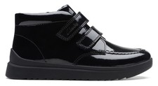 Clarks Girls GOAL STRAP K Black Patent Leather Ankle Boots