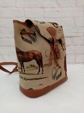 Signare Backpack Ruck Sack Bag Horses Multi Tan Tapestry Equestrian Travel