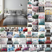 Reversible Duvet Quilt Cover Bedding Set with Pillowcase Single Double King Size