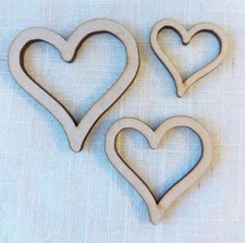 Wooden Hollow Hearts Craft Shapes Embellishments Blank Laser Cut Decorations MDF