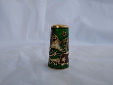 Tall Enamel and Brass Thimble Decorated With Magician Looking Through Telescope