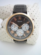 GUESS WATCH MENS HENDRIX W1261G5 GOLD STAINLESS STEEL LEATHER QUARTZ GENUINE