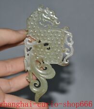 4.4"Han Dynasty Hetian jade Carved sacrifice fengshui dragon loong yubi jade bi