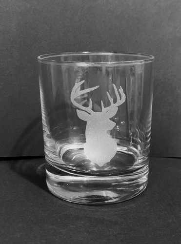 Stag head whisky glass - stag, on