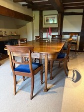 George IV Mahogany dining table with D ends (1820-1830) and chairs