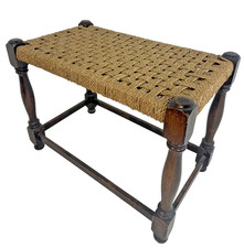 Vintage Woven Foot Stool Bench