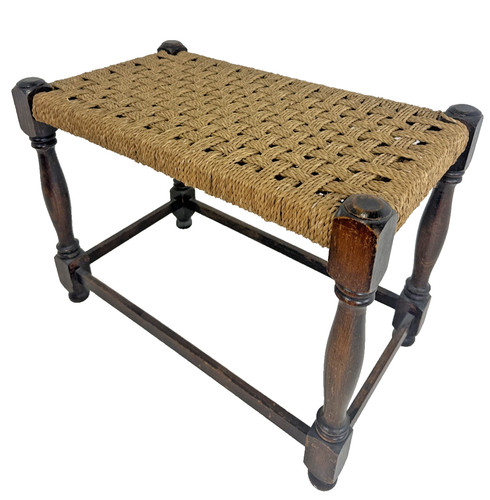 Vintage woven foot stool - foot, bench
