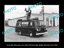 OLD LARGE HISTORIC PHOTO OF GREEN BAY WISCONSIN THE UNIVERSITY TV VAN c1965