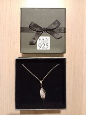 Van Peterson 925 Silver Necklace Boxed Pendant With Delicate Crystals