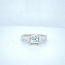 Tolkowsky 14K & Platinum .73CT Princess Cut Diamond Engagement Ring GSI CERT