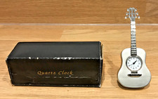 Miniature Clock Silver Standing Guitar
