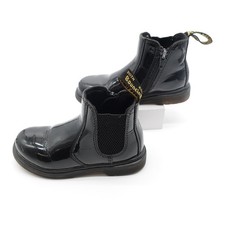 Dr Martens Boots Kids UK 10 Black Leather Zip No Laces Air Walk Stomp Booties