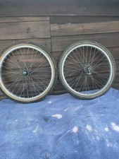 Old School Bmx Alloy Wheel Set 20” Inc Old School Tyres Used Nice Wheel Set