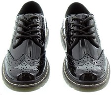 New Lelli Kelly Black Patent Lace Up Brogues Shoes Party  Smart School Size 8.5