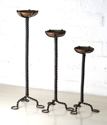 Trio vintage candlesticks - of,