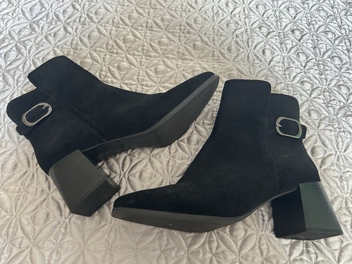 Ladies black suede heeled - black,