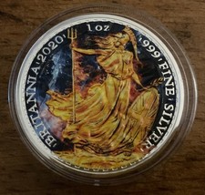  1oz silver .999 BRITANNIA “Ice & Fire” Coloured Limited Edition coin 2020 RARE 