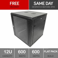 12U Server Rack Network Cabinet 19 inch 600 x 600mm Black