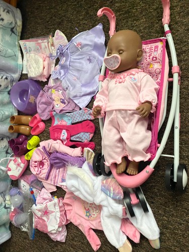 Baby born girl doll with - baby, buggy