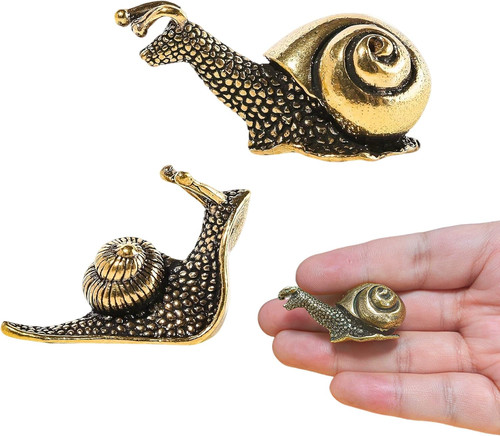 Mini brass snail statues - snail,