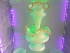stunning uranium milk glass epergne