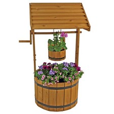 Wooden wishing well - wooden,