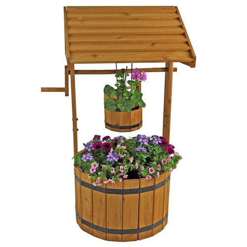 Wooden wishing well garden - well,