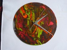  7inch record wall clocks...funky pour painting.. Birthday gifts..Boys and girls