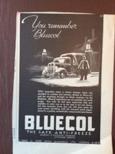 B9g Ephemera 1940s Advert Bluecol Safe Anti Freeze