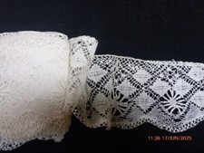 Long Antique Bobbin Lace Trim Vintage Needle Craft Edge Handmade 260" x 3 3/4 "